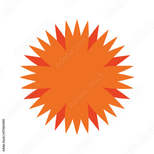 Simple flat color orange sea urchin graphic design element isolated shape marine life spiky creature