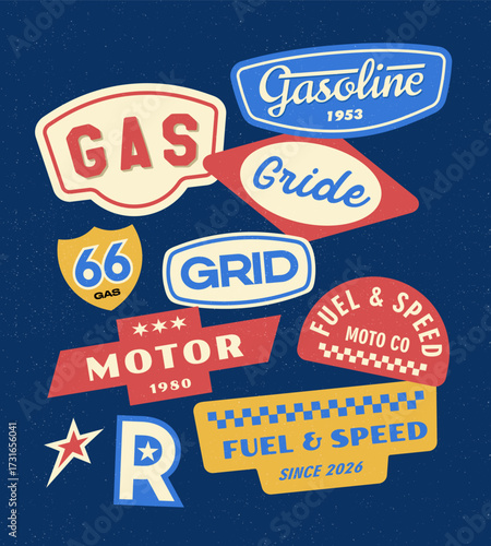 Car club vintage logo badge emblem set