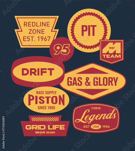 Car club vintage logo badge emblem set