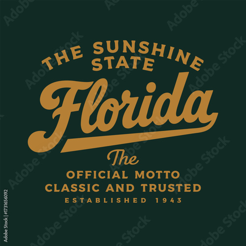Florida vintage typography design. Editable college t-shirt design printable text effect vector 
