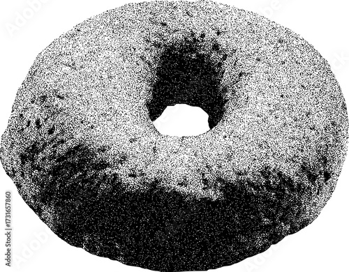 A Textured, Black and White Ring-Shaped Object with a Hole in the Center