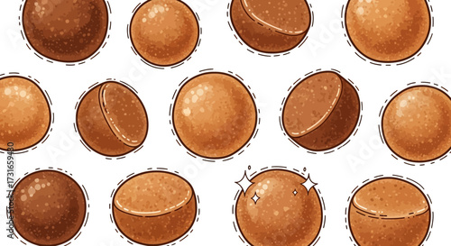 Delicious Laddu Sweets Illustration Seamless Pattern Background Decorative Design with Ethnic Food