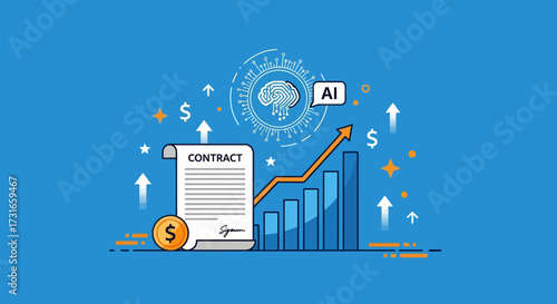 Artificial intelligence and contract automation driving business success illustration