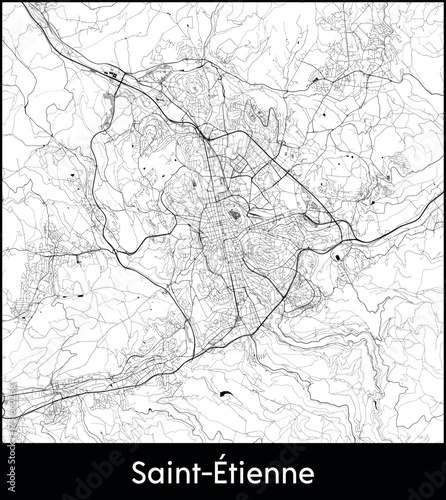 Canvas Print Saint etienne city map, France - Topographic vector map poster
