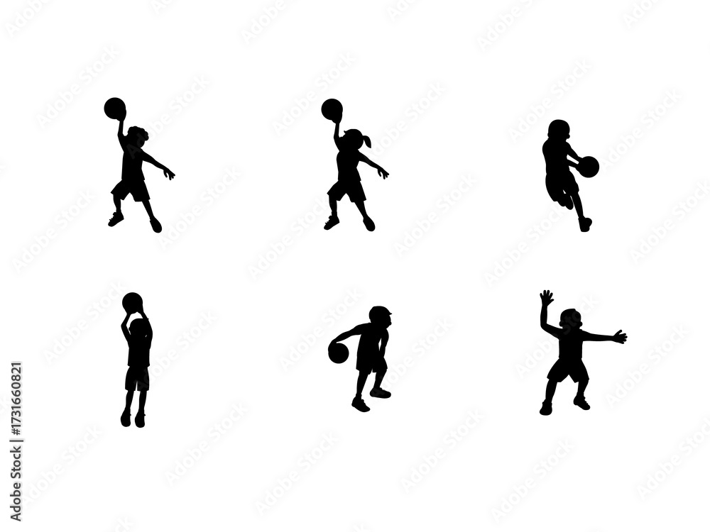 Naklejka premium バスケットボール シルエットイラスト