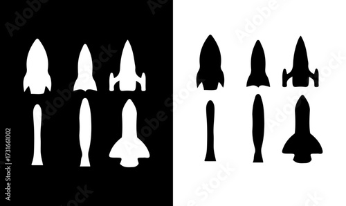 rocket silhouette set vector illustration, missile silhouette vector illustration set, ballistic missile silhouette vector illustration, set of missile silhouette, illustration, missile, Bumb, gun, 