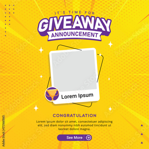 Giveaway winner announcement social media post banner template
