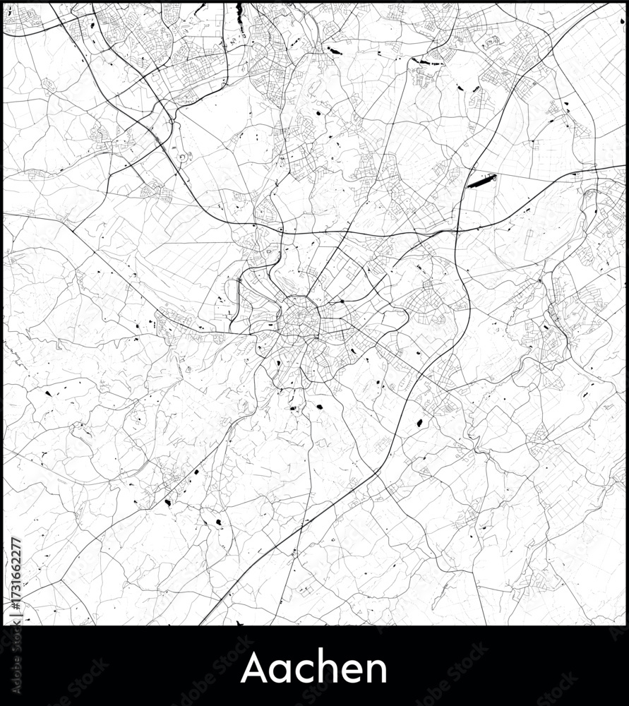 Obraz premium Aachen city map, Germany - Topographic vector map poster
