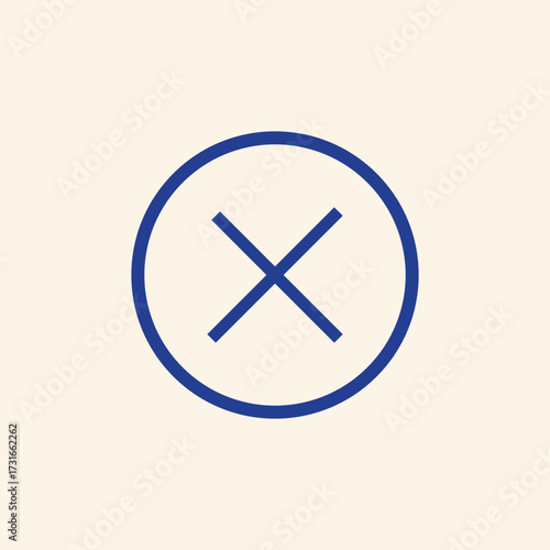 Vibrant blue cross in circle, modern design element for error, failure, or cancellation concept, perfect for website UI, apps, and marketing materials.