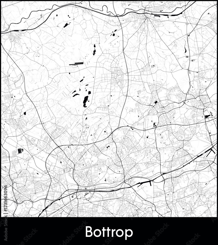 Fototapeta premium Bottrop city map, Germany - Topographic vector map poster