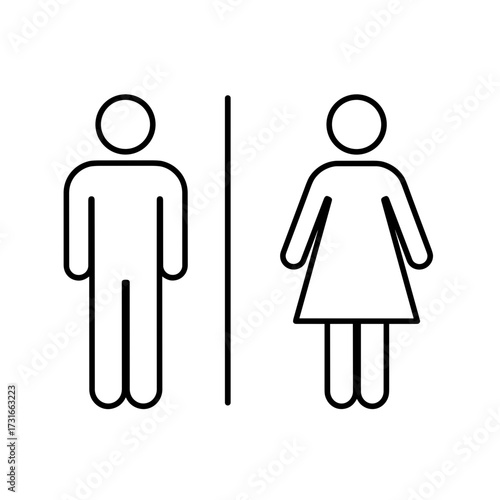 Icon male and female restroom symbols against a simple background