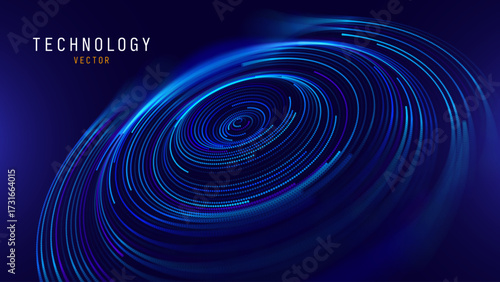 Cyber Big Data Flow Particles Tech Business or Science Background. Medical Research or Tech Innovation Online Webinar Presentation Event. Conference or Forum Vector Illustration Backdrop.