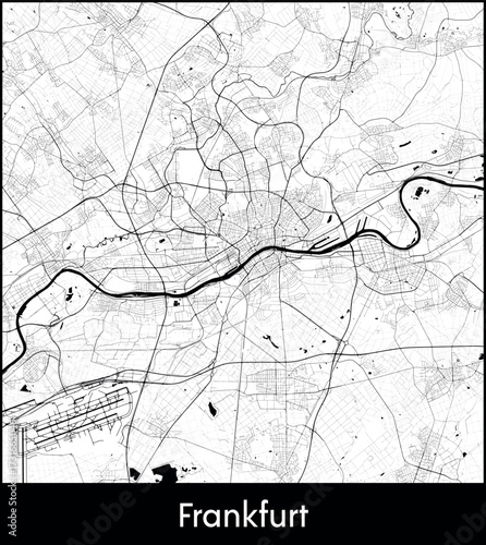 Frankfurt city map, Germany - Topographic vector map poster