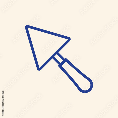 Trowel tool design, perfect for construction, gardening, or home improvement projects needing a touch of modern simplicity and clean design elements.