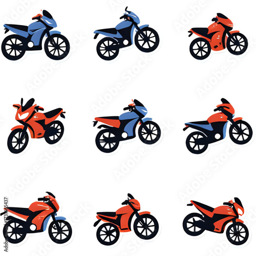 vector set of motorcycle