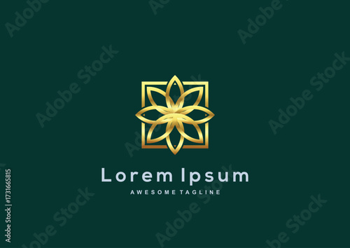 Luxury Company Flower gold color logo template