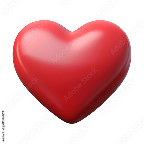 Realistic 3d red heart shape model isolated on pure transparent background