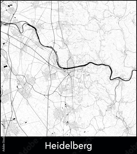Heidelberg city map, Germany - Topographic vector map poster