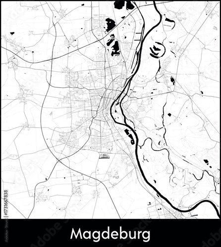 Magdeburg city map, Germany - Topographic vector map poster