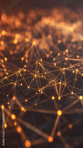 node. Abstract digital network concept with glowing nodes and connections, representing futuristic technology. product launch decks.