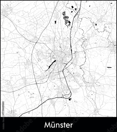 Munster city map, Germany - Topographic vector map poster