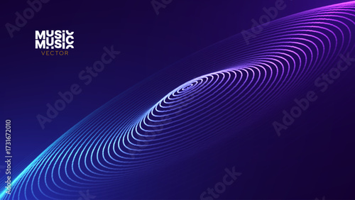 Abstract Digital EQ Equalizer Music 3D Particles Bokeh Visualization. Sound Wave Design Element. Modern Dynamic Particles Colored Background Design for Music, Sport, Science Events Banners. Vector.