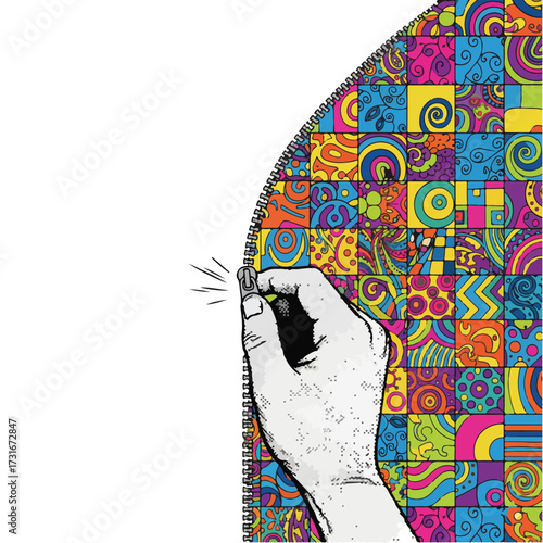 Revealing Hidden Potential Unzipping Background Vector Illustration. Creative Secret
