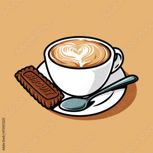 cappuccino served with biscuits vector
