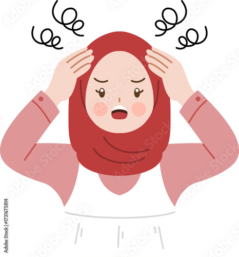 cute woman frustrated illustration portrait