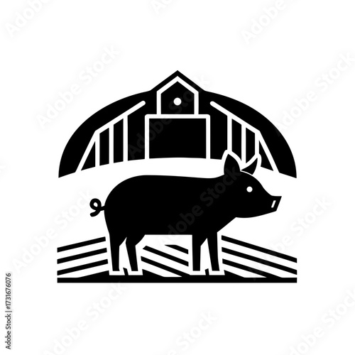 pig farming vector icon 