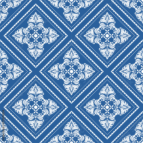Blue Diamond Geometric Pattern Textile