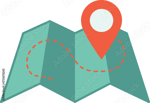 Folded Road Map Navigation Pointer Destination Travel Guidance Location