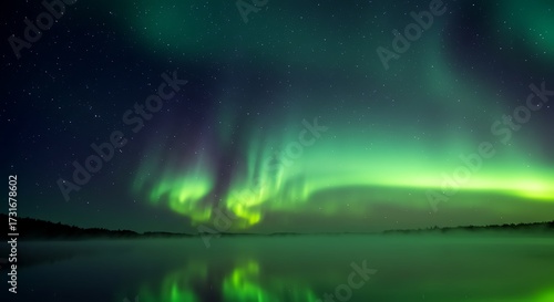 Wallpaper Mural Spectacular northern lights display over calm waters at night Torontodigital.ca