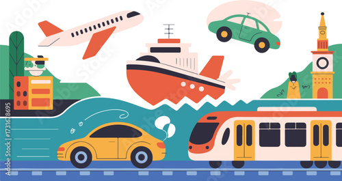 Transportation Vehicles Illustration