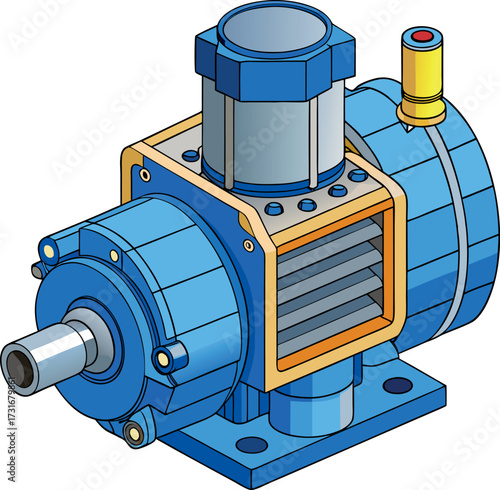 Vector schematic of a submersible pump with motor housing.