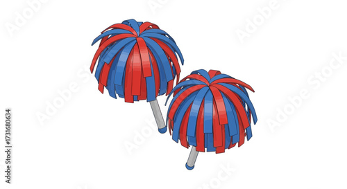 A vibrant pair of pom-poms embodying team spirit and pep rally energy