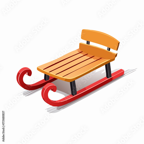 Wooden sled with red runners for winter fun