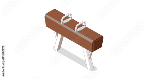 Artistic Gymnastics Pommel Horse Isolated on White Background Graphic Asset