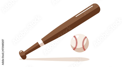 Classic baseball equipment with a bat and a ball for sports illustration