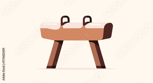 Gymnastic pommel horse illustration on a soft light beige background
