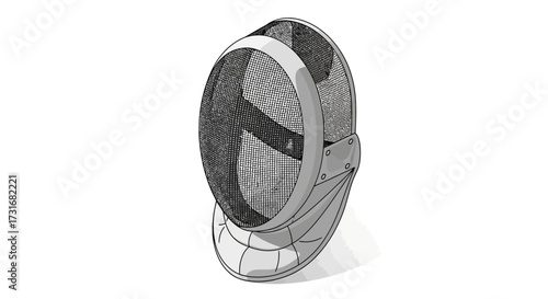 Illustration of a fencing mask, sport equipment for athlete protection