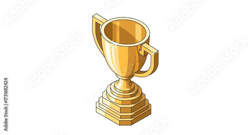 Illustrative golden trophy symbol with a majestic and gleaming effect