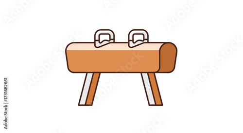 Isolated artistic illustration of a classic pommel horse apparatus