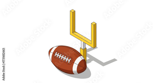 Isolated American Football with Goalpost for Game Day Illustrations