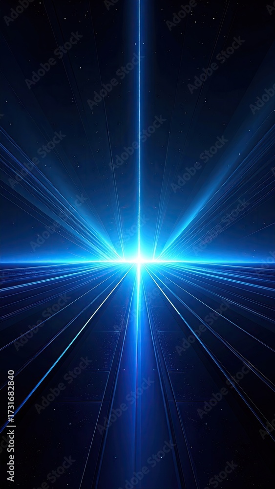 Obraz premium Futuristic Light Burst Tunnel in Deep Blue Color Palette with Abstract Data Streams Backgrounds for Science Fiction and Technology Concepts