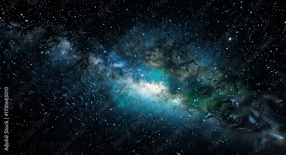 Fototapeta premium Vast expanse of the milky way galaxy, a breathtaking cosmic vista filled with countless stars, nebulae, and interstellar dust, showcasing the beauty and mystery of the universe