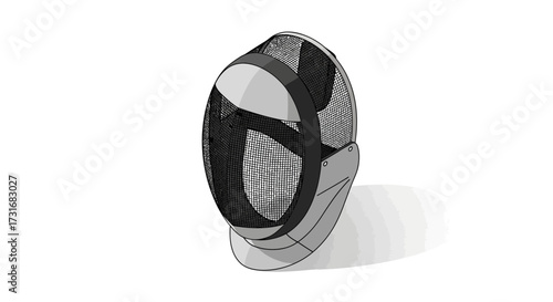 Isolated fencing mask illustration for protection on a white background
