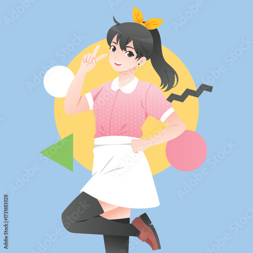 Woman with phone korean style drawing