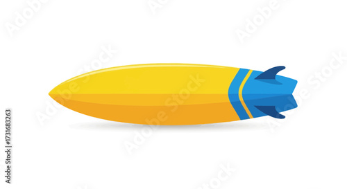 Isolated vector illustration of a bright surfboard on a white background