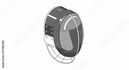 Isolated vector illustration of a stylized fencing mask on a white background